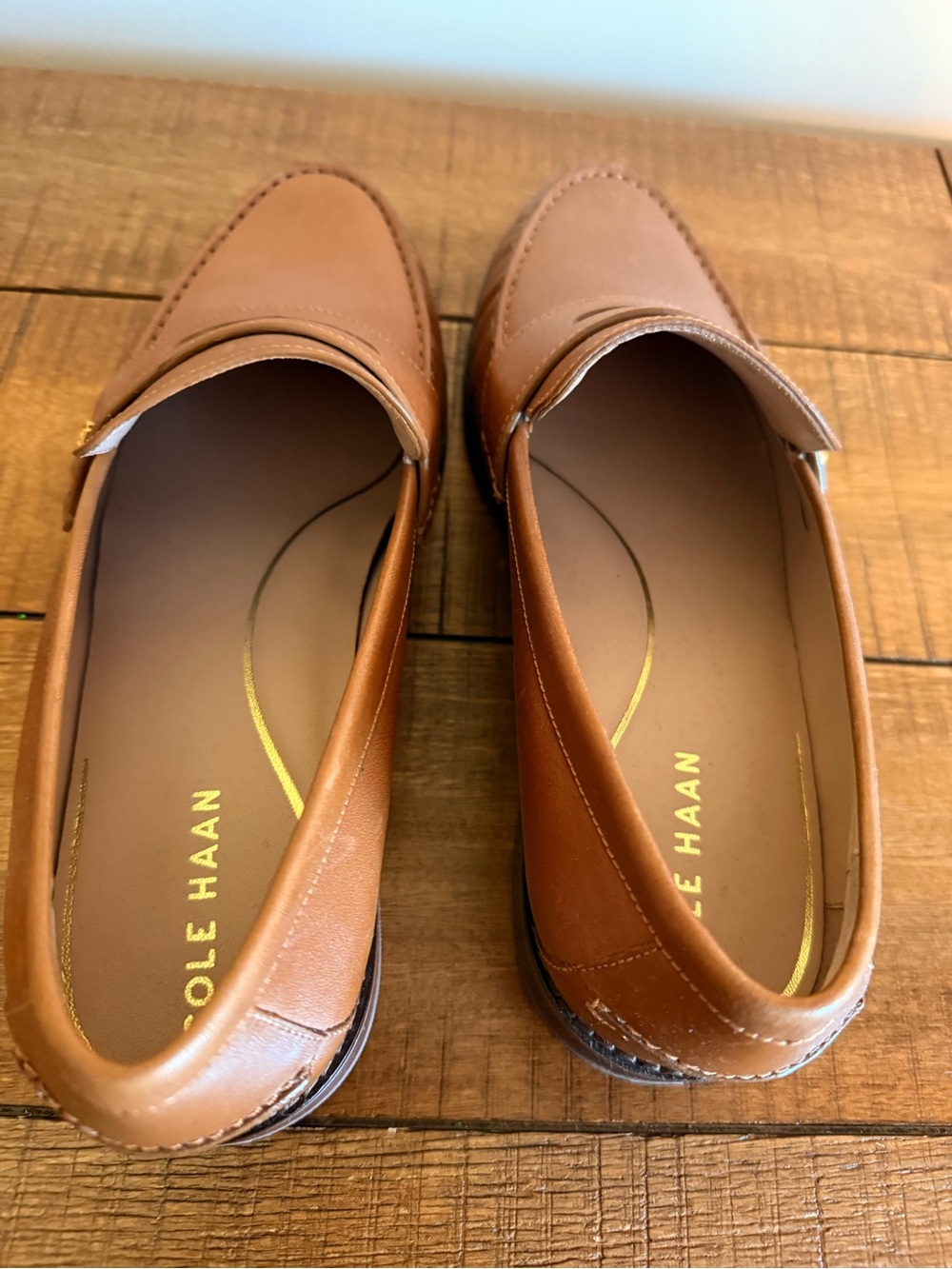 Cole Haan Women's Tan Leather Penny Loafers - Picture 6 of 10